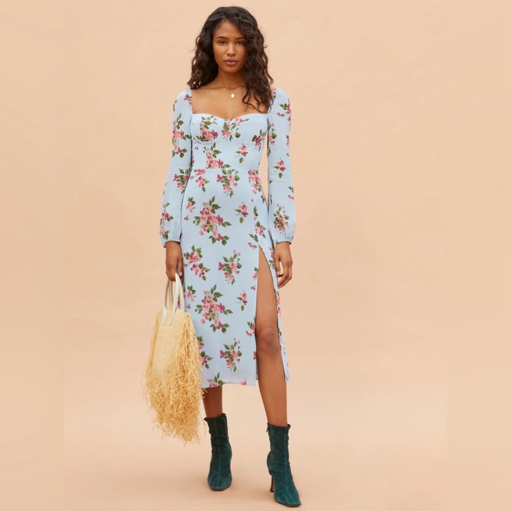 ✨ Reformation Shelby Midi Dress – Blue floral | Size Women's 10